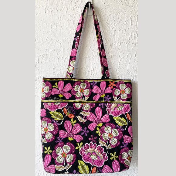 Vera Bradley Tote Bag Magnetic Closure Pirouette Pink Retired Pattern Black Pink - Picture 1 of 7
